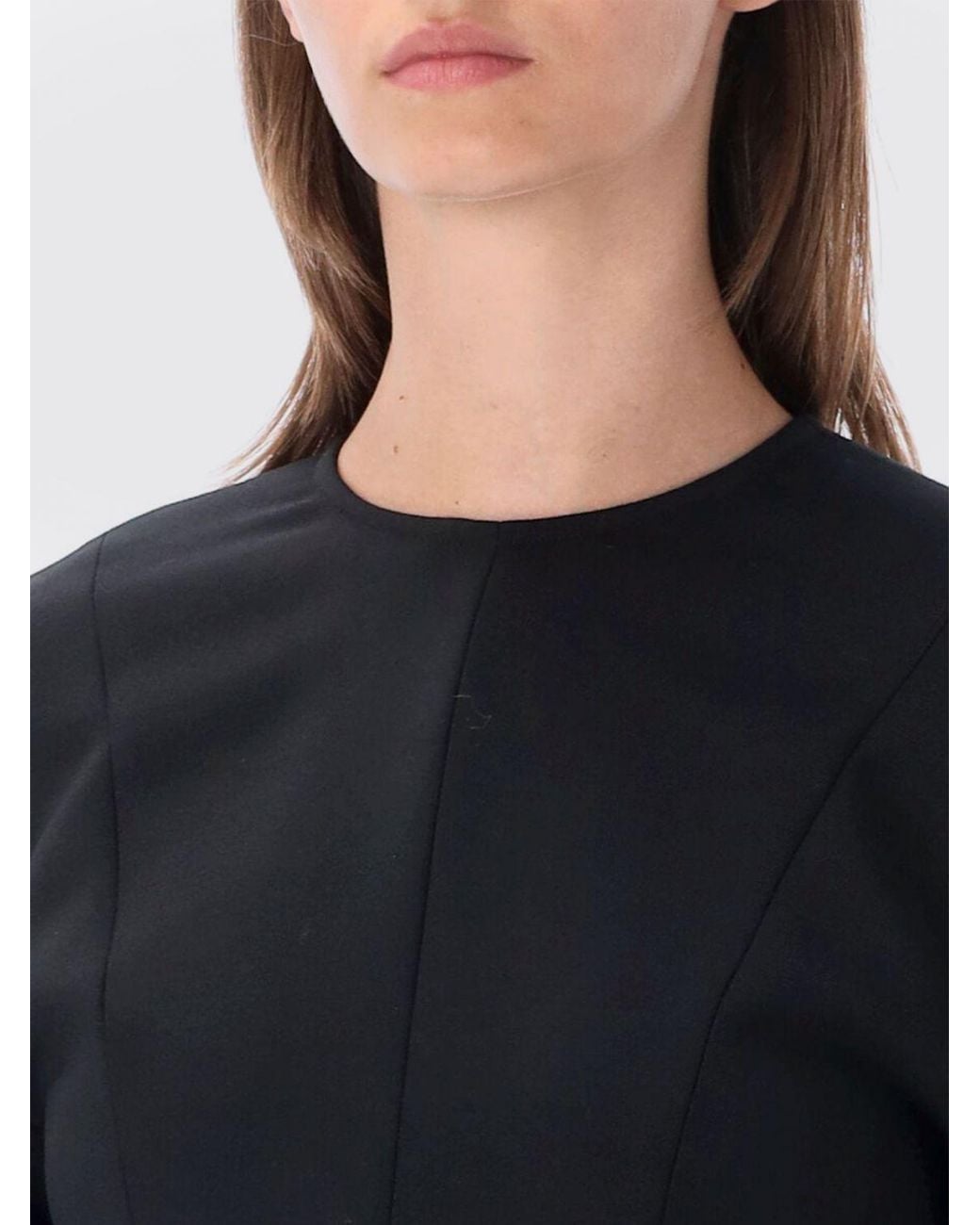 Stella McCartney Black A-Line Wool Blend Mini Dress With Long Sleeves