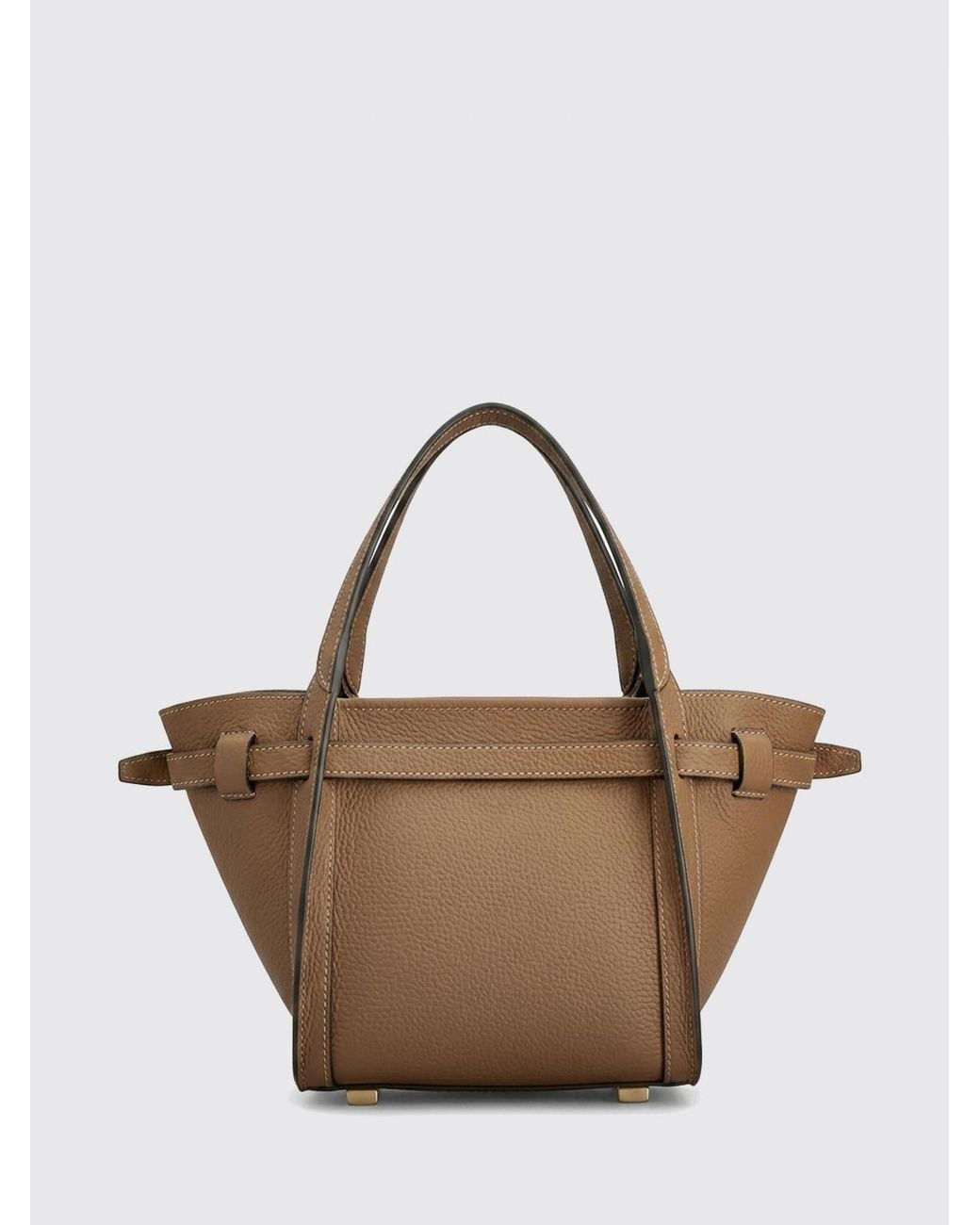 Tod's Natural T Signature Grained Calf Leather Handbag With Shoulder Strap