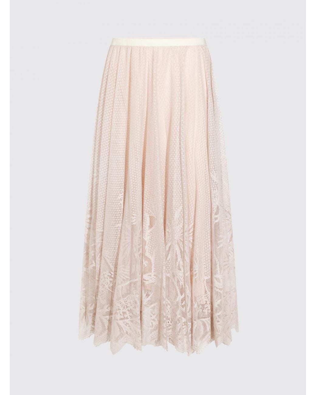Fabiana Filippi Pink High-Waisted Lace Midi Full Skirt With Elastic Waist