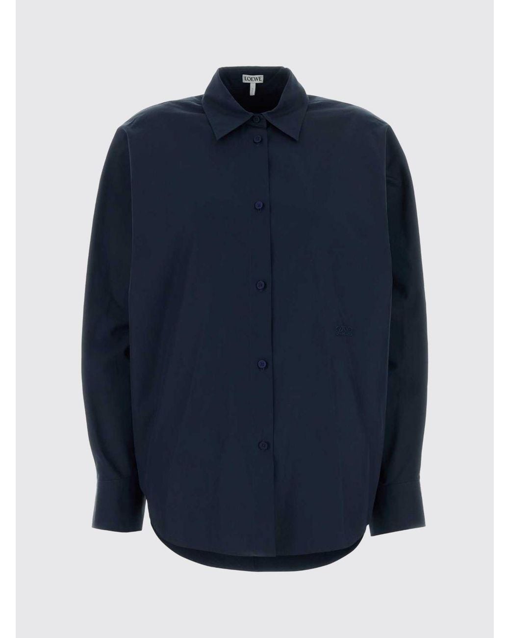 Loewe Blue Slim Fit Cotton Shirt With French Collar And Concealed Placket
