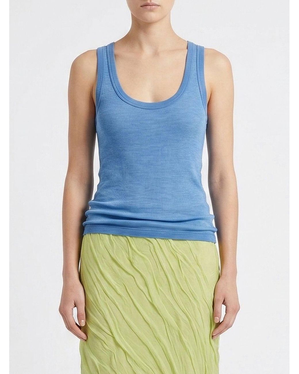 Versace Blue Medusa Virgin Wool Top