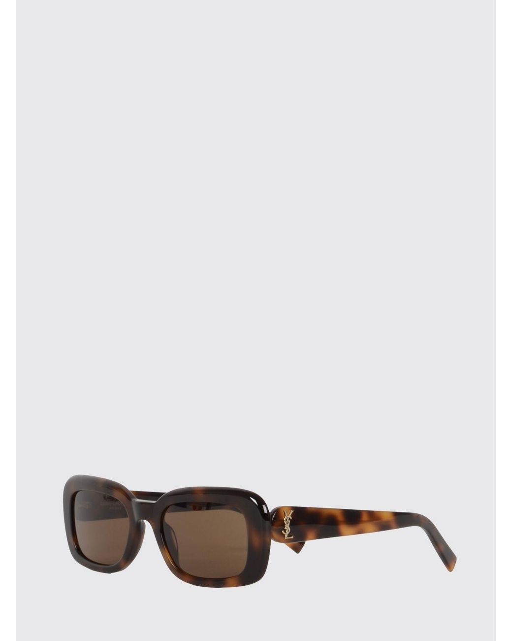 Saint Laurent White Rectangular Tortoiseshell Sunglasses With Ysl Monogram for men