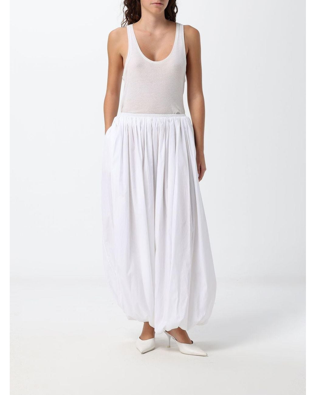 Alaïa White Wide-Leg Cotton Harem Trousers With Elasticated Waist
