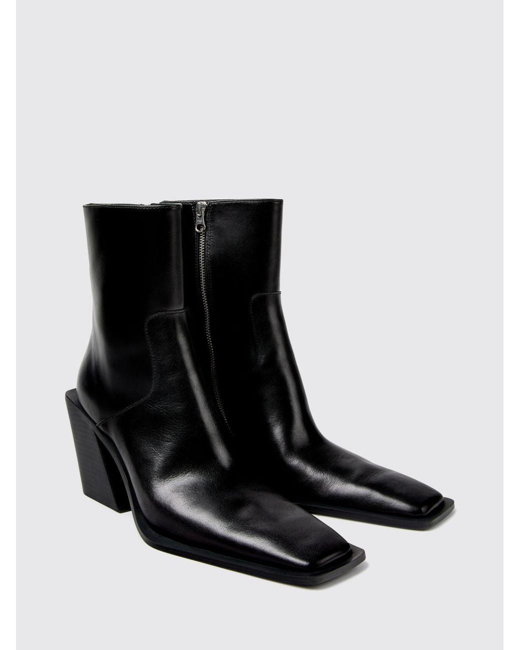 CAMPERLAB Black Escandalo Smooth Leather Western Boots With Flared Heel