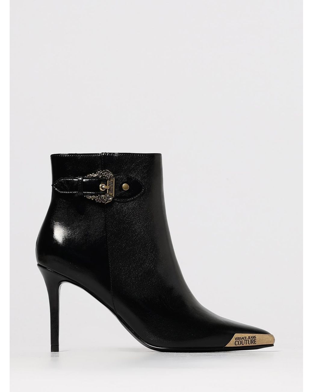 Versace Jeans Couture Black Flat Ankle Boots