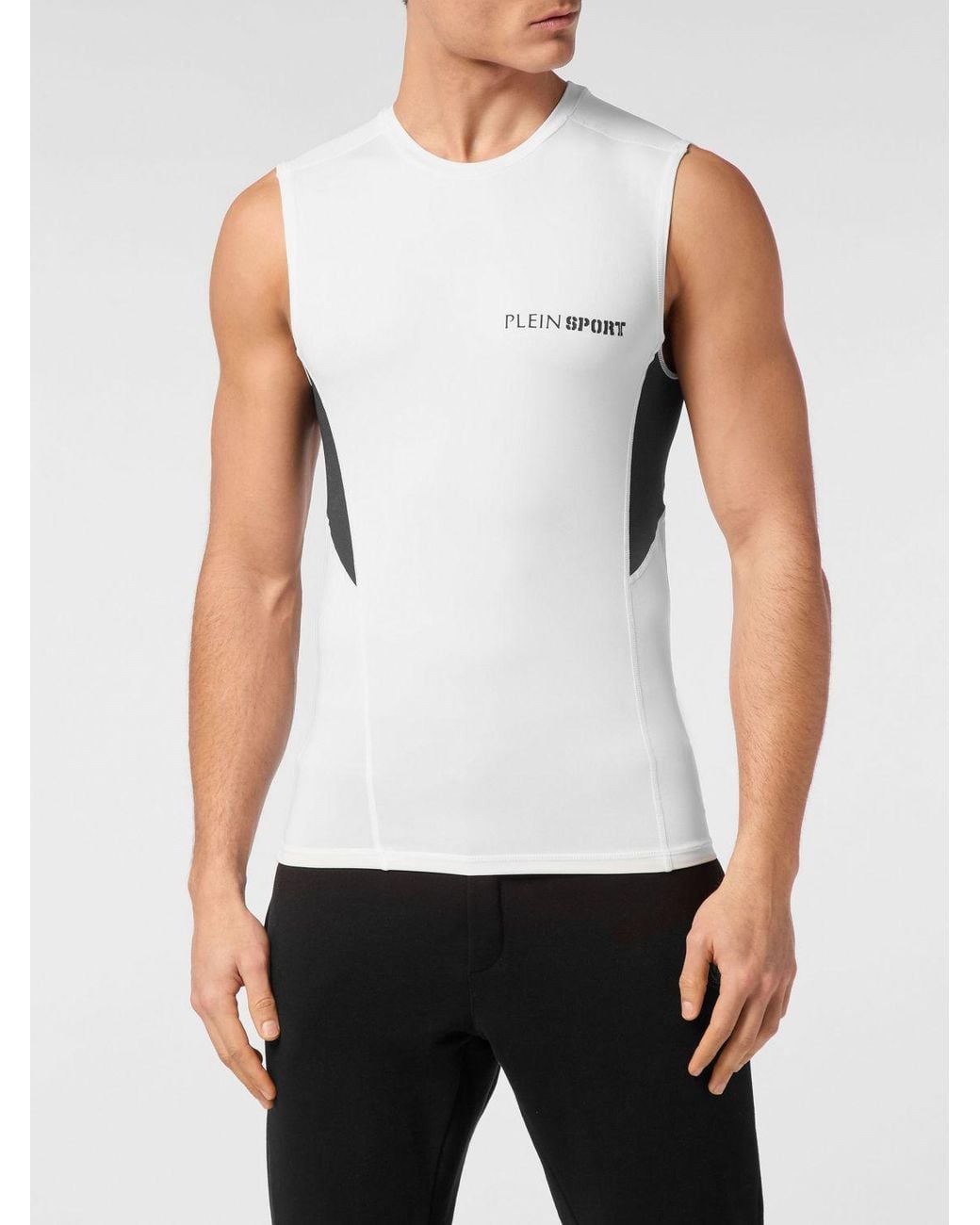 Philipp Plein White Slim Fit Cotton Tank Top With Contrast Logo for men