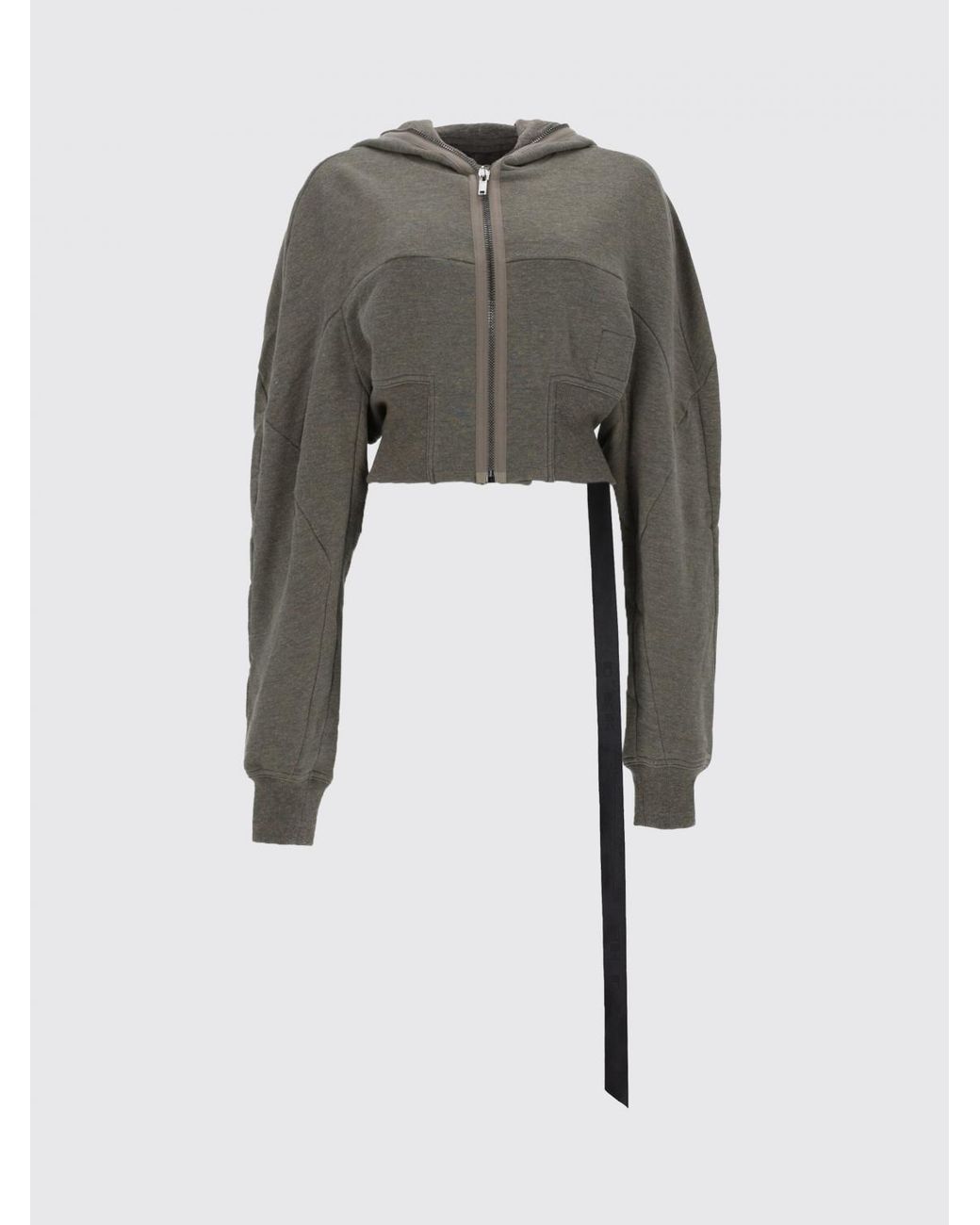 Rick Owens Gray Cotton Crop Sweatshirt
