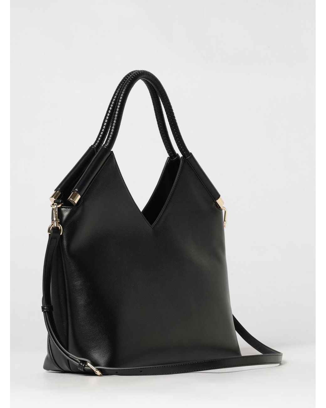 Twinset Black Synthetic Leather Shoulder Bag With Double Tubular Handle