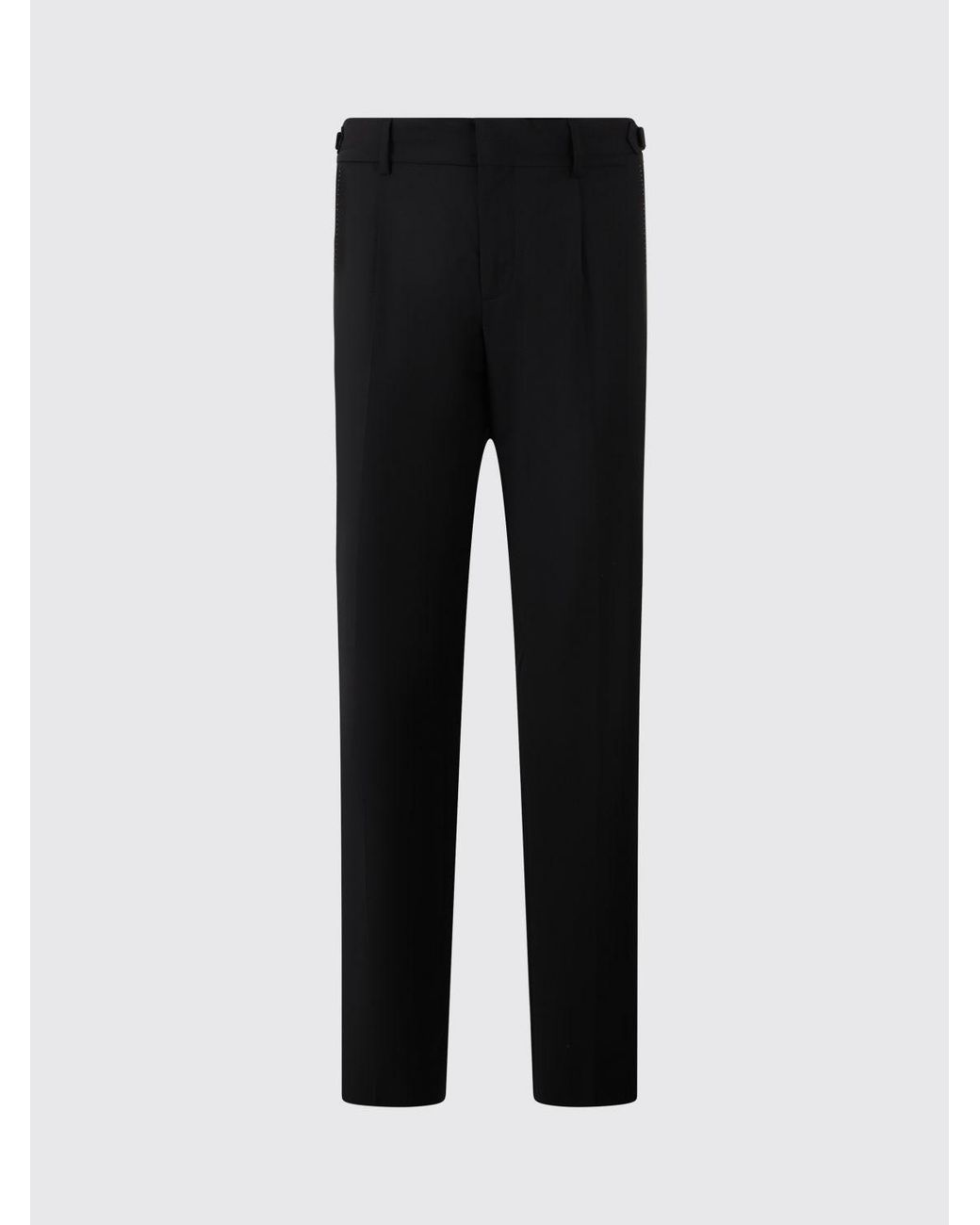 Philipp Plein Black Pleated Wool Blend Chino Trousers With A Mid-Rise Waist for men