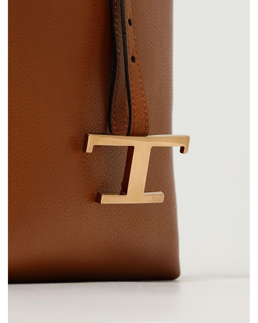Tod's Brown T Timeless Calfskin Handbag