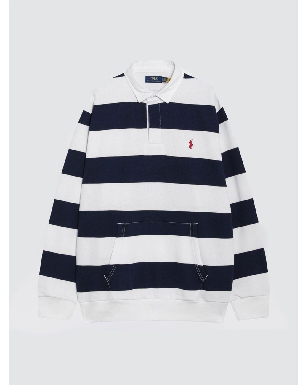 Polo Ralph Lauren Blue Striped Cotton Long-Sleeve Polo Shirt With Pony Logo for men