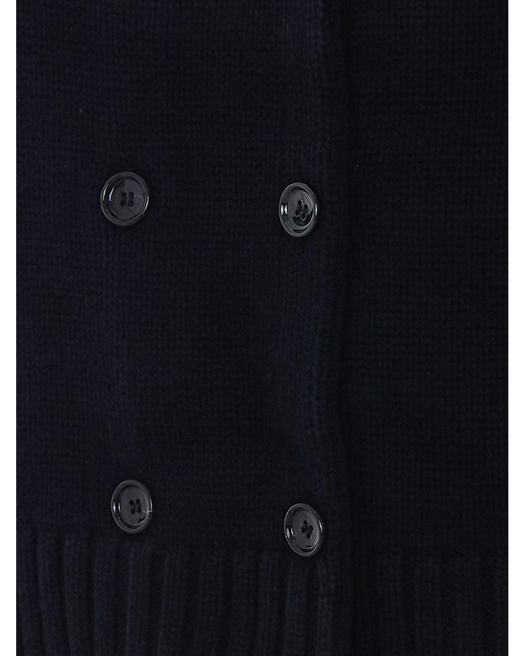 Allude Blue Double-Breasted Wool And Cashmere Blend Cardigan With Classic Collar