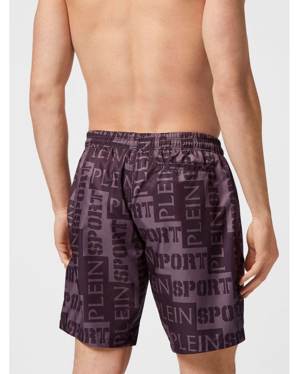 Philipp Plein Red Nylon Swim Trunks With Contrasting Logo And Drawstring for men
