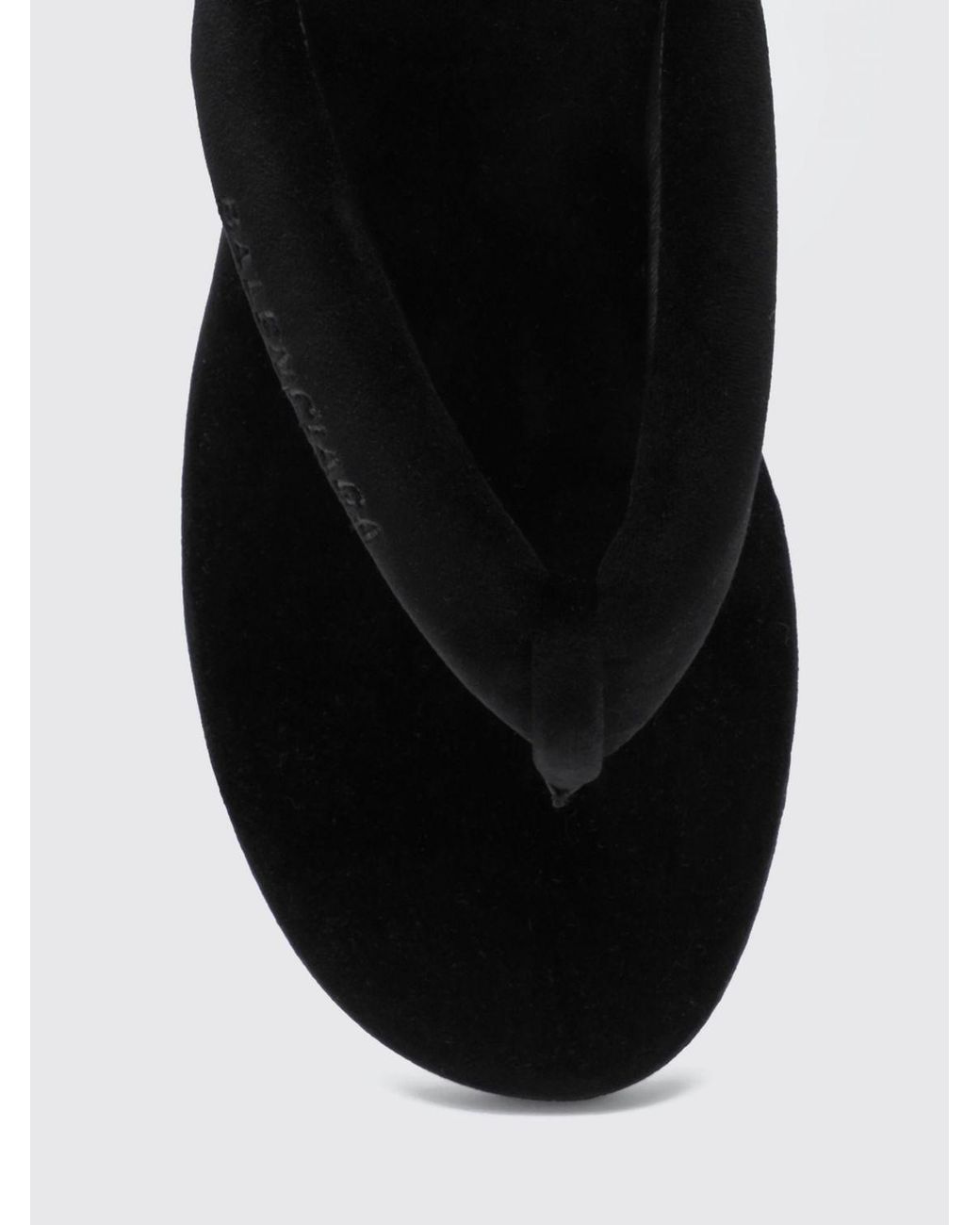 Balenciaga White Gaeta Velvet Wedge Thong Sandals
