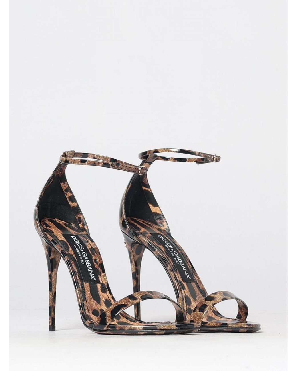 Dolce & Gabbana White Dolce &Amp Gabbana Keira Animalier-Print Patent Leather High-Heeled Sandals