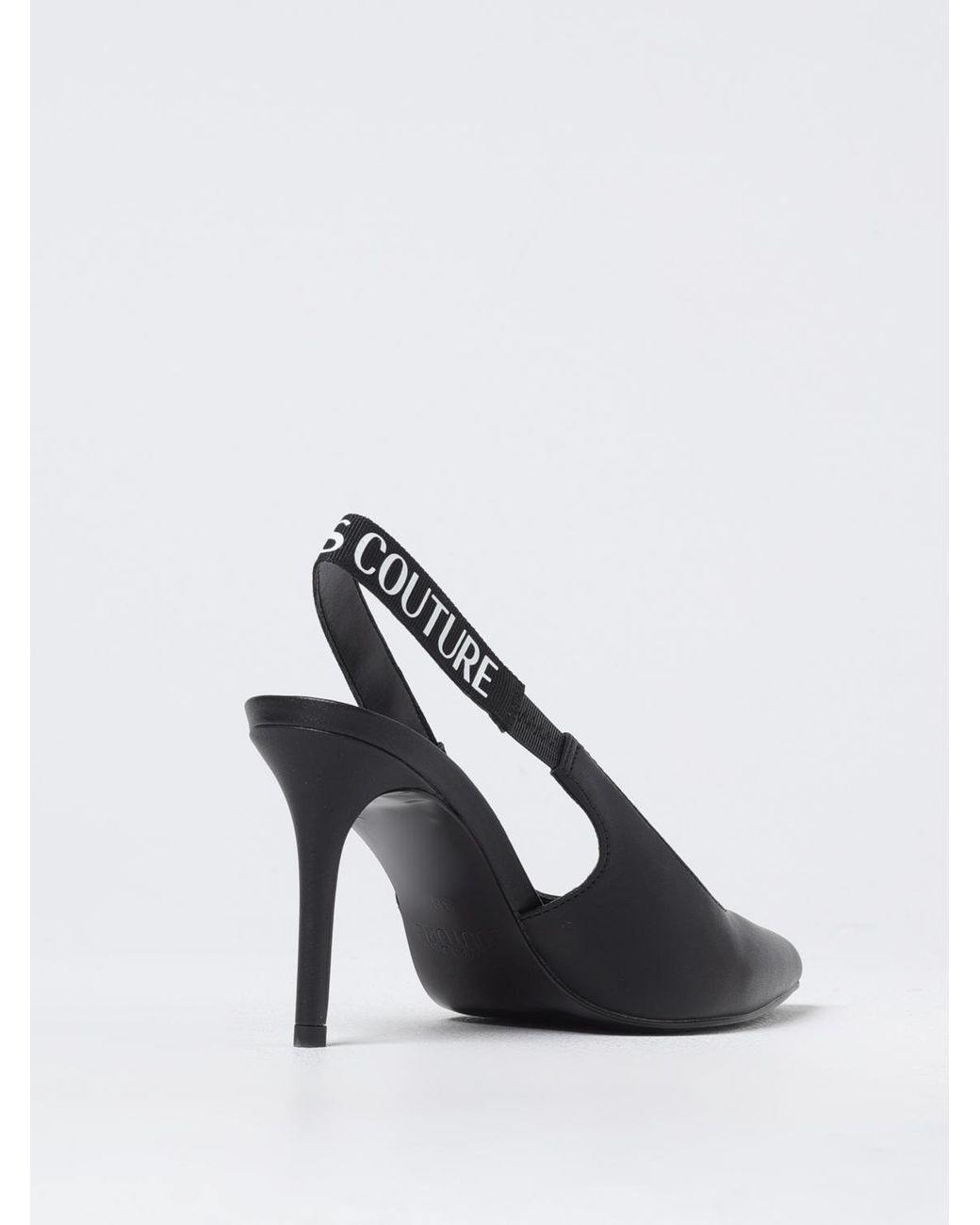 Versace Jeans Couture Black Leather Slingback Pumps