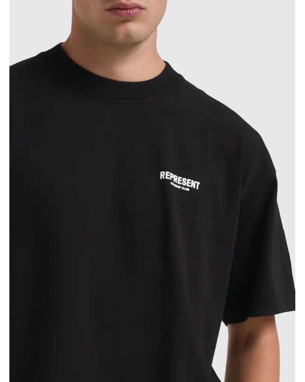 Represent Black Cotton Logo T-Shirt for men