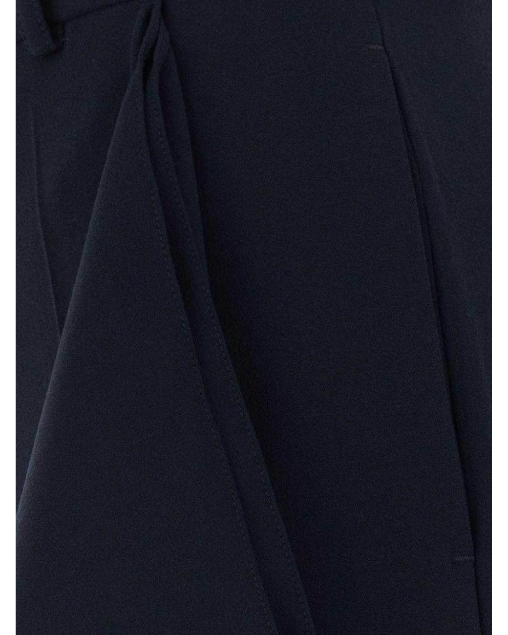 Jil Sander Blue Sartorial Wide-Leg Virgin Wool Trousers With Ruffles