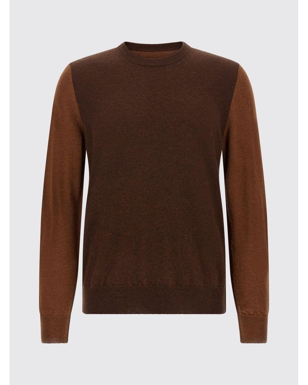 Maison Margiela Brown Slim Fit Pure Wool Crew Neck Sweater With Long Sleeves for men