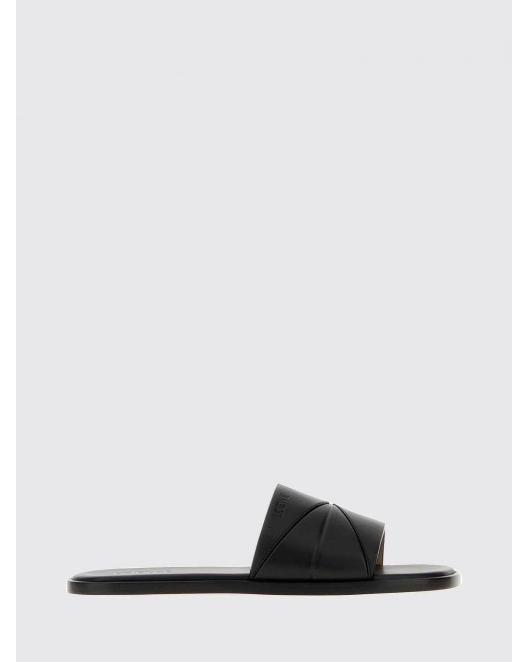 Loewe White Origami Smooth Leather Slide Sandals With Embossed Logo for men