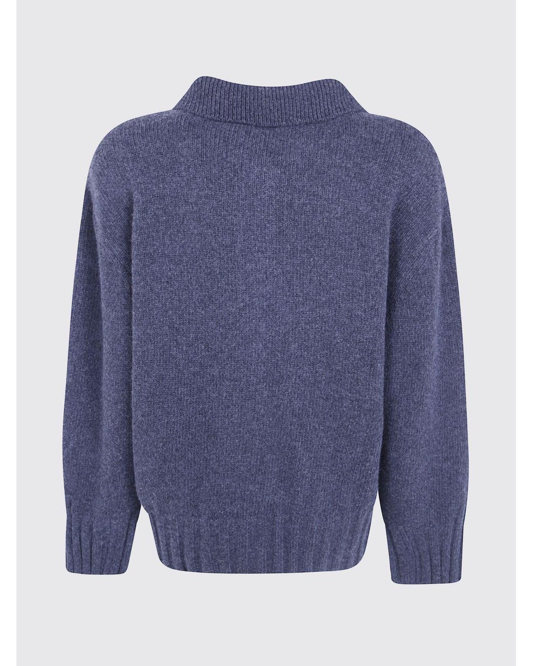 The Attico Blue Wool And Cashmere Polo Cardigan With Embroidered Logo And Dropped Shoulders