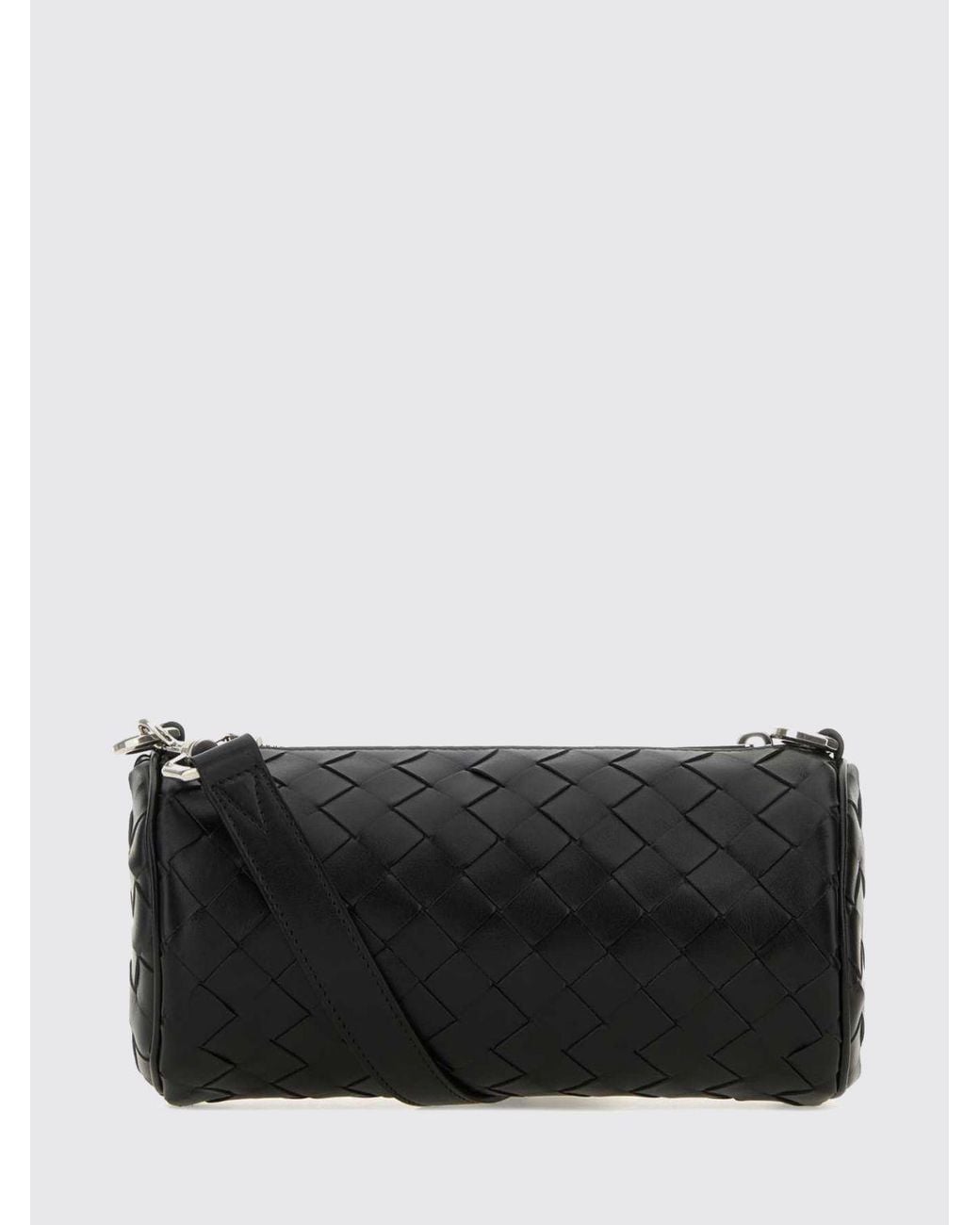 Bottega Veneta Black Barrel Intrecciato Woven Calfskin Crossbody Bag for men