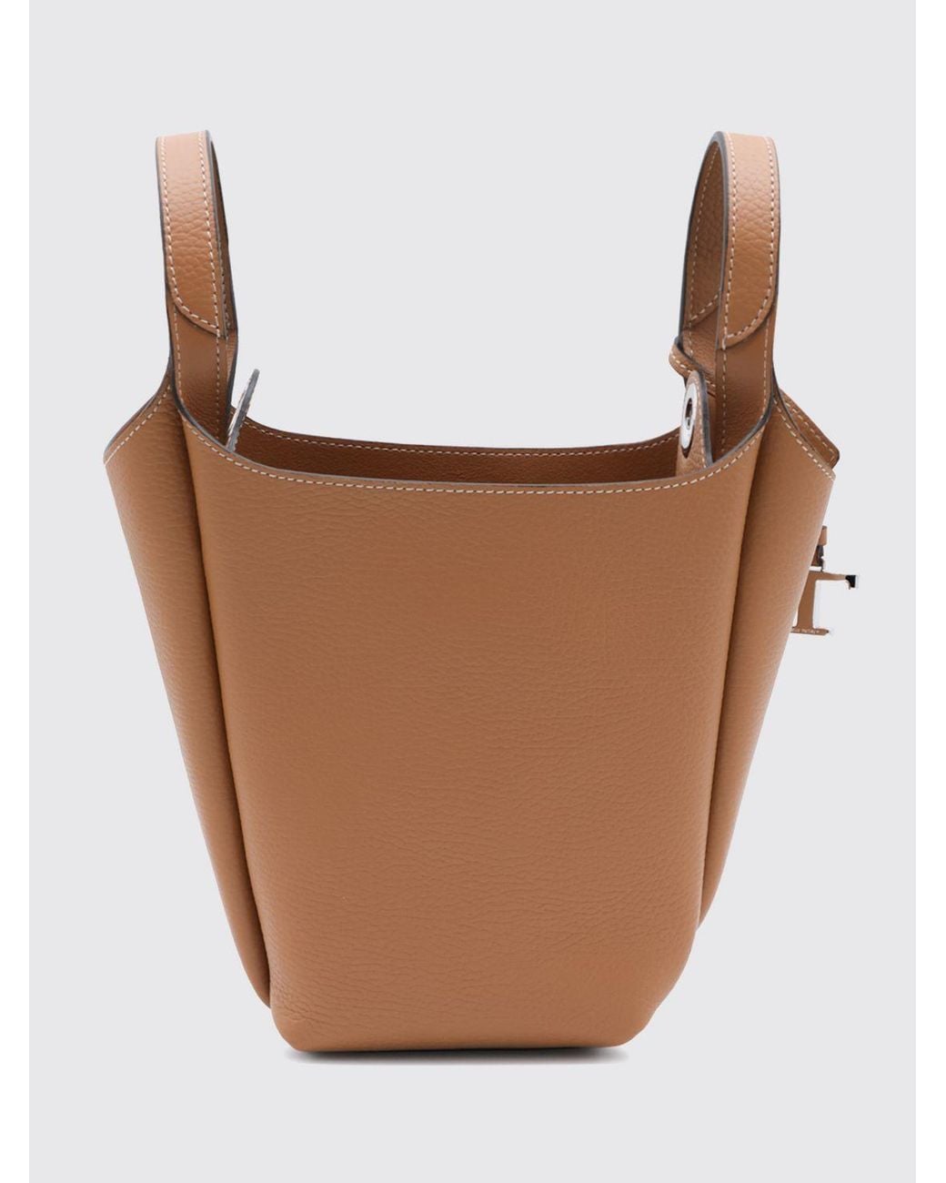 Tod's Brown Small Hammered Leather Bucket Bag With Removable Shoulder Strap