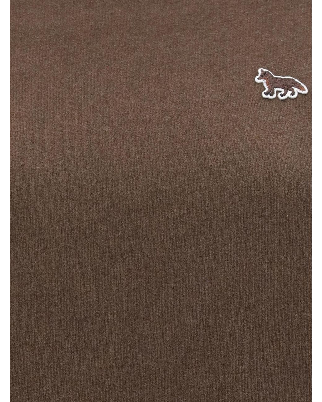 Maison Kitsuné Brown Maison KitsunÉ Crewneck Cotton Sweatshirt With Applied Logo Patch