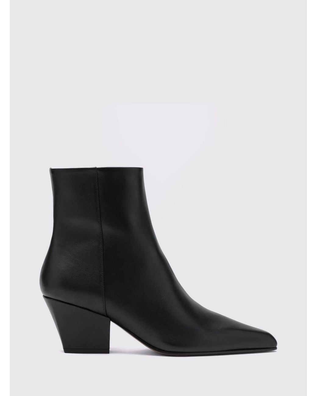 Paris Texas Black Jane Smooth Leather Cowboy Ankle Boots With Low Heel