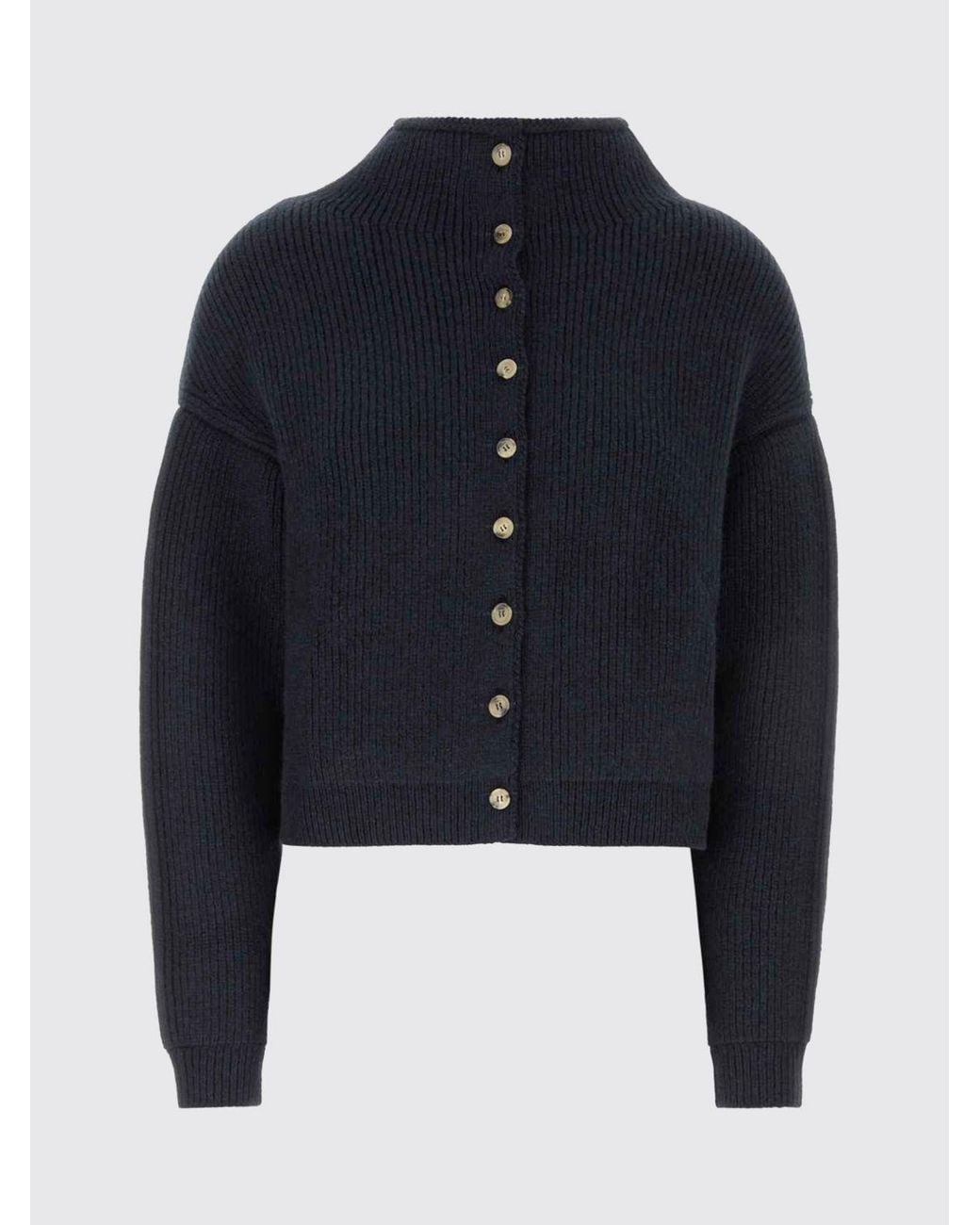 Khaite Blue Funnel-Neck Pure Cashmere Cardigan With Buttons