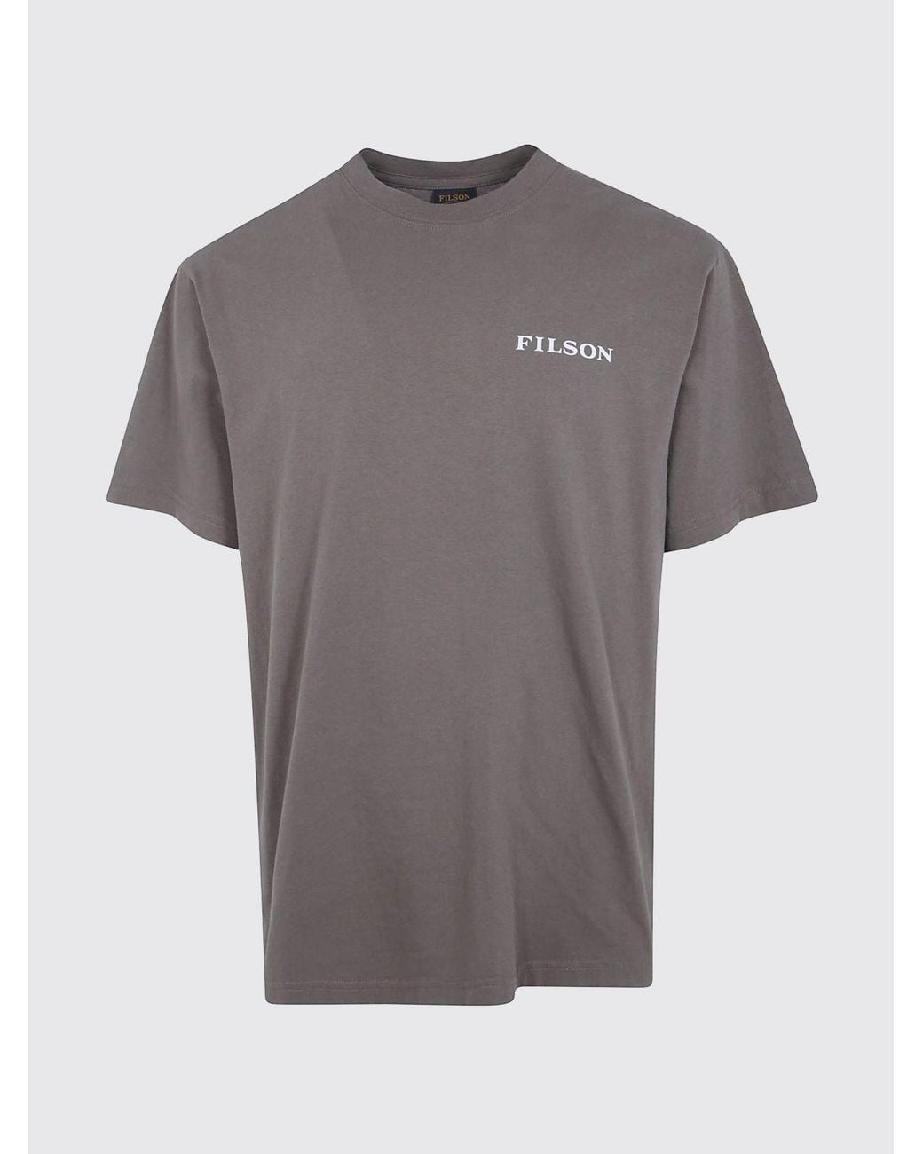 Filson Gray Crewneck Cotton T-Shirt With Front Contrast Logo for men