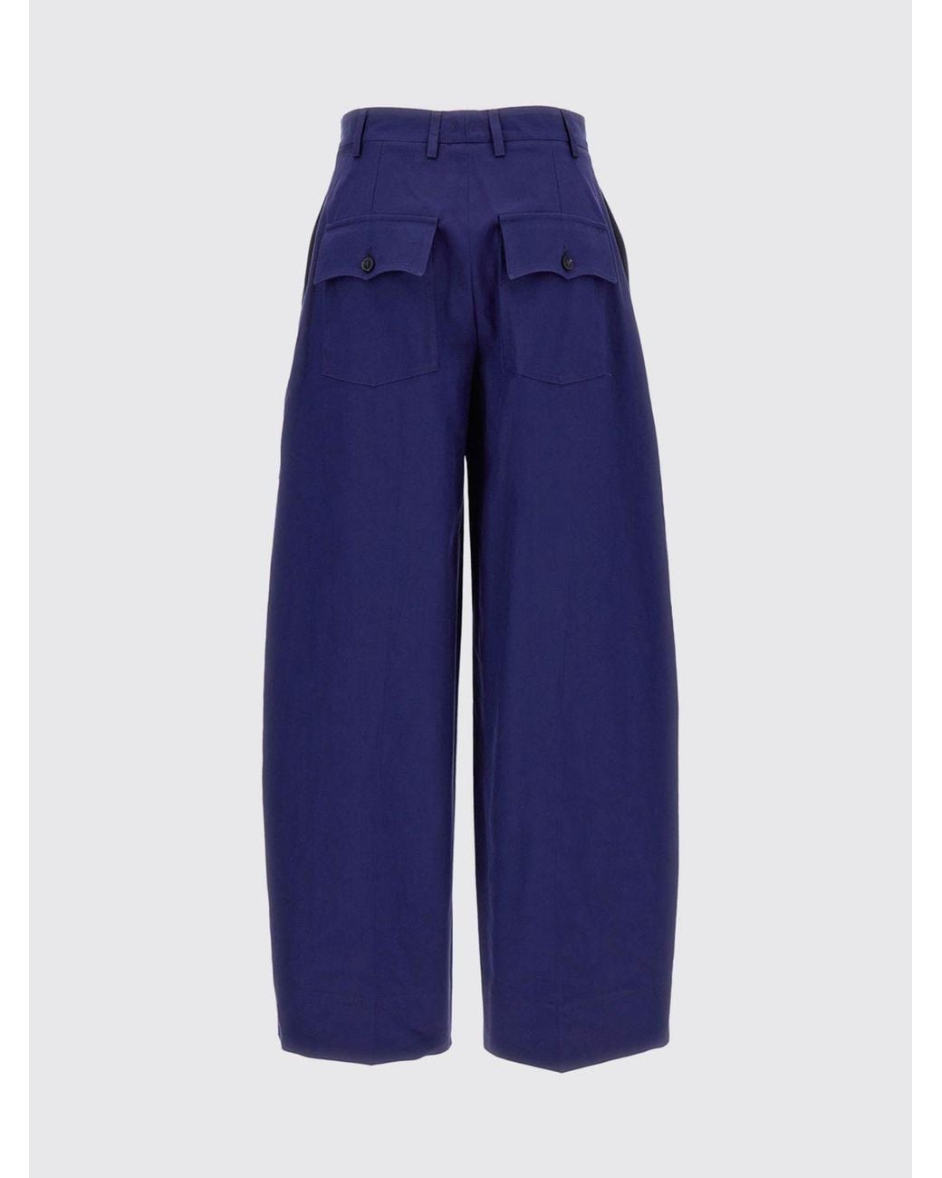 Alberto Biani Blue High-Waisted Wide Leg Cotton Trousers With Belt Loops