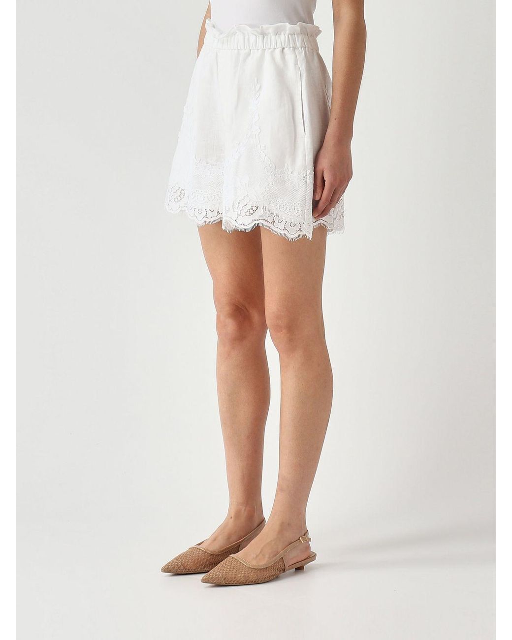 Twinset White Linen Shorts