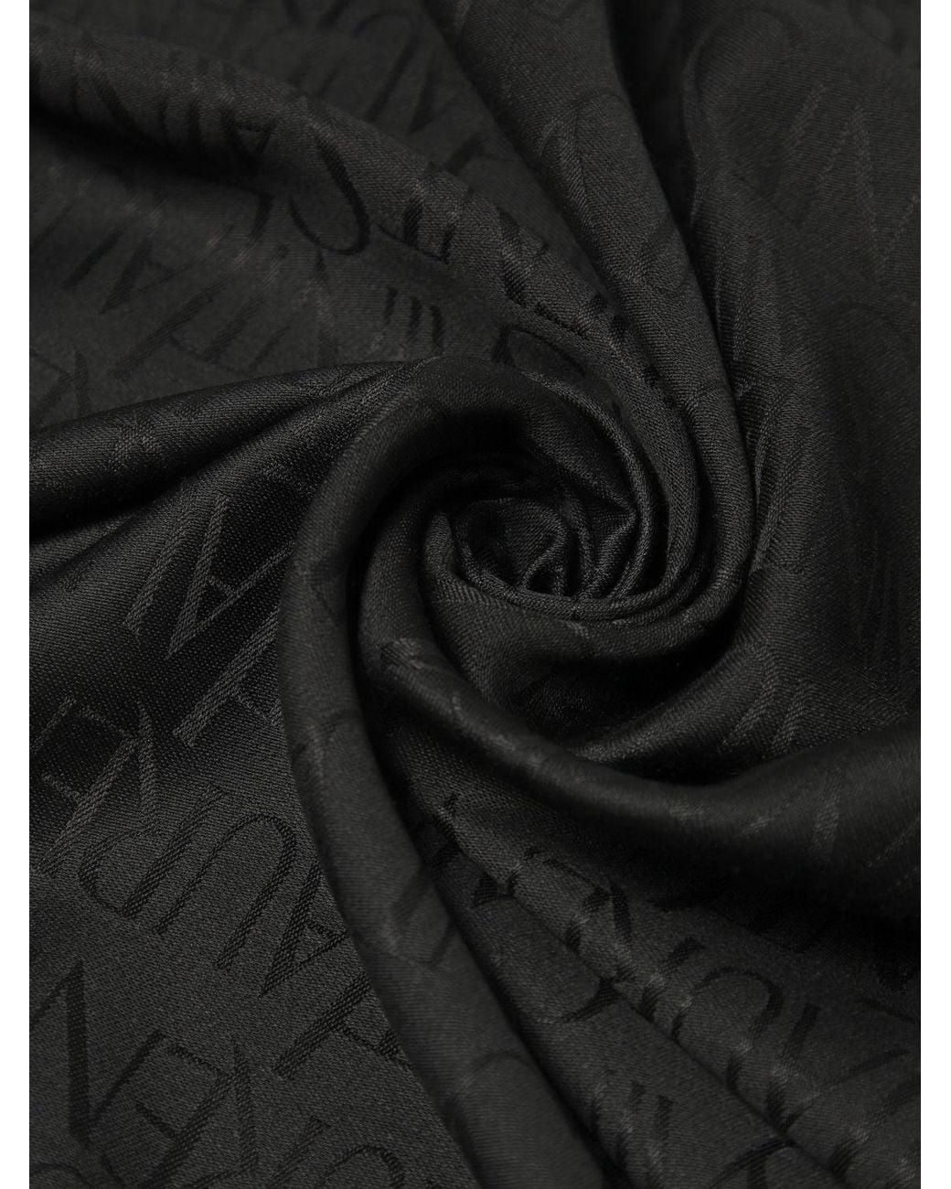 Bufanda De Mezcla De Seda Con Logo Jacquard Saint Laurent de color Black