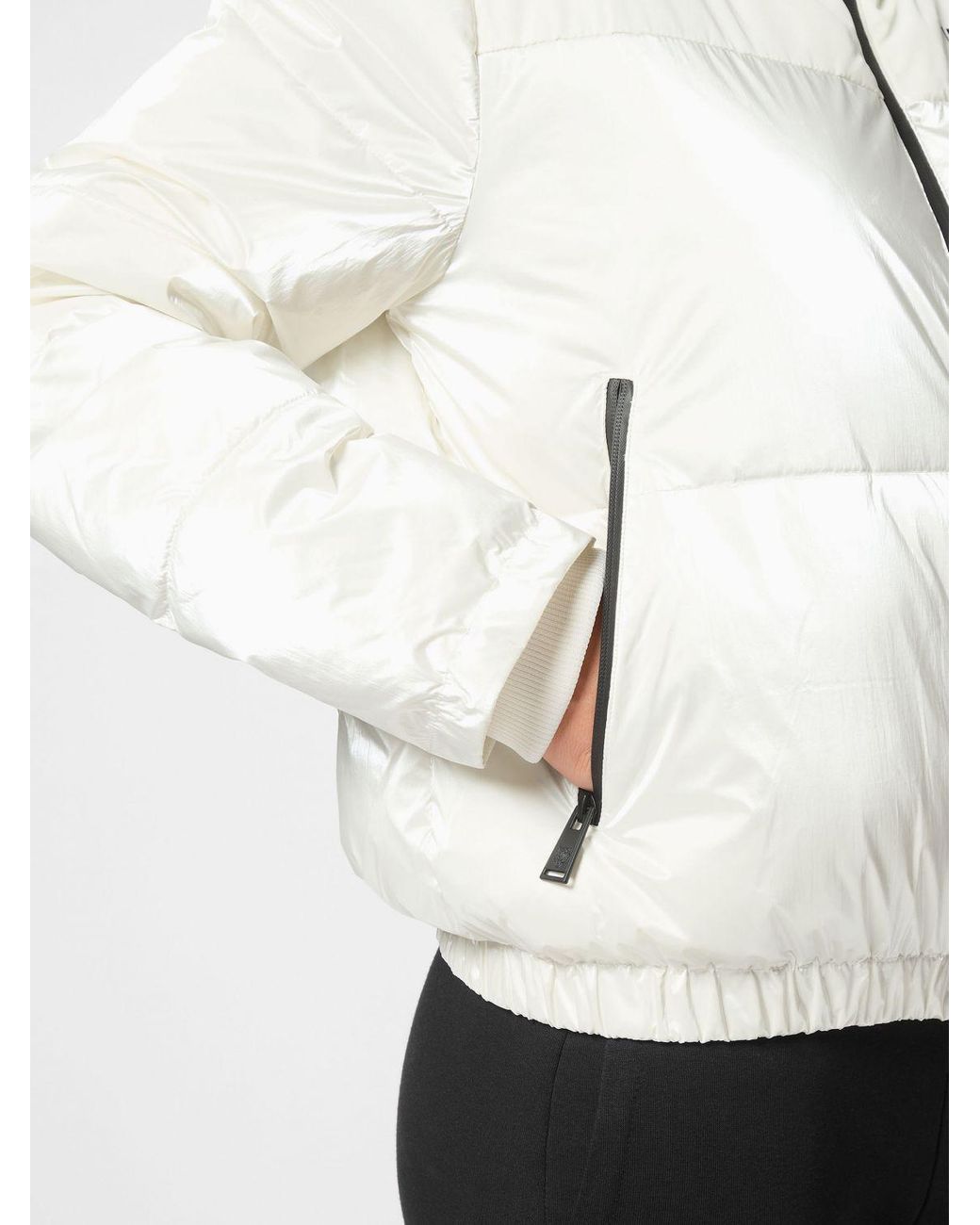 Philipp Plein White Cropped Quilted Bomber Jacket With High Neck