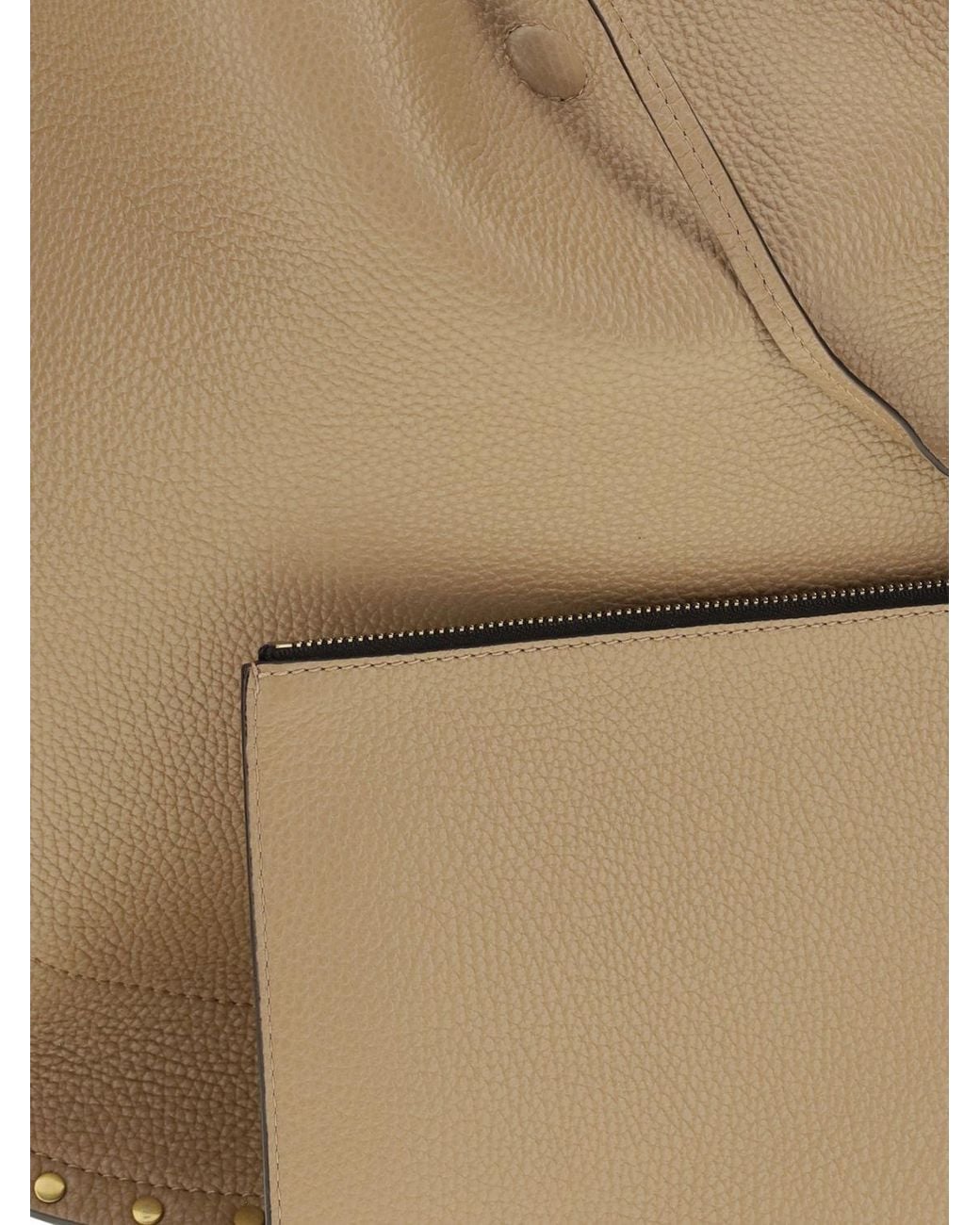 Isabel Marant Natural Oskan Studded Calfskin Hobo Bag With Removable Pouch