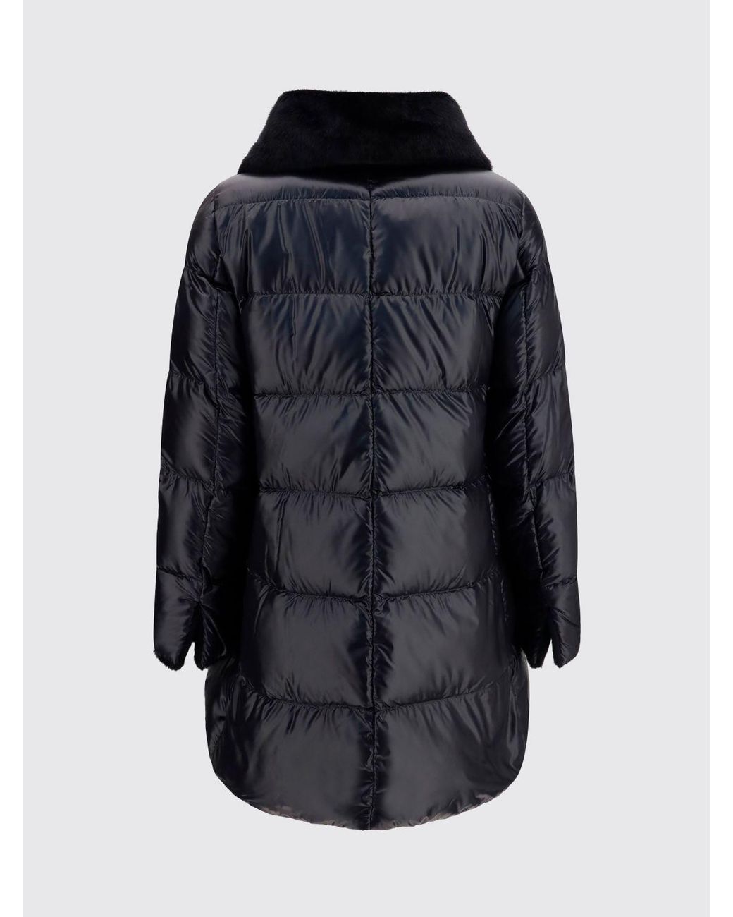 Herno Black Water-Repellent Quilted Nylon Short Down Jacket With Fur Collar