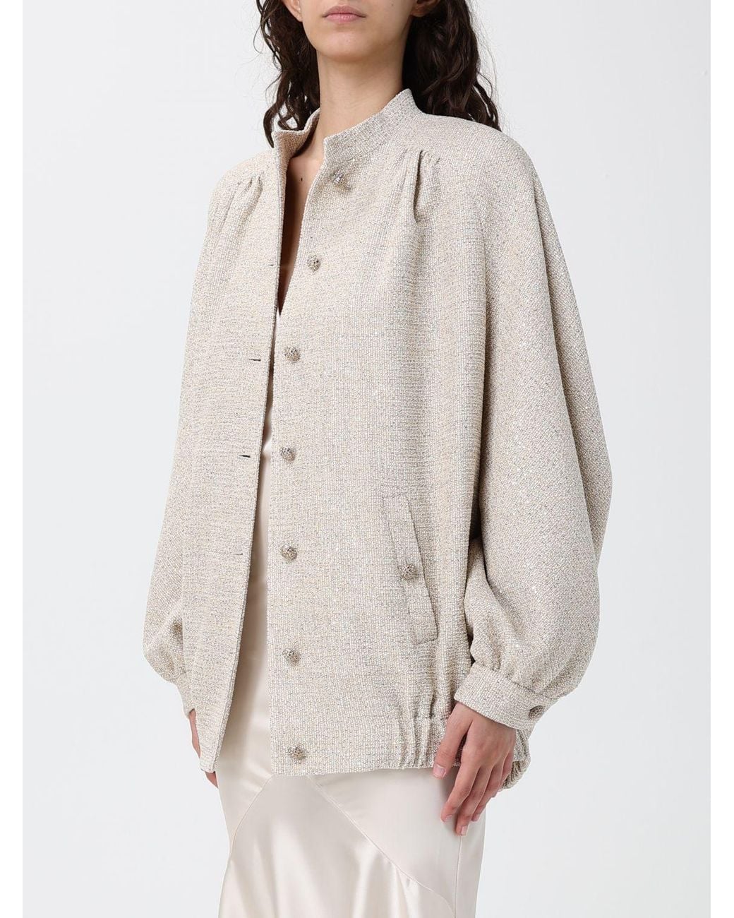 Alessandra Rich White Cotton Blend Bomber Jacket