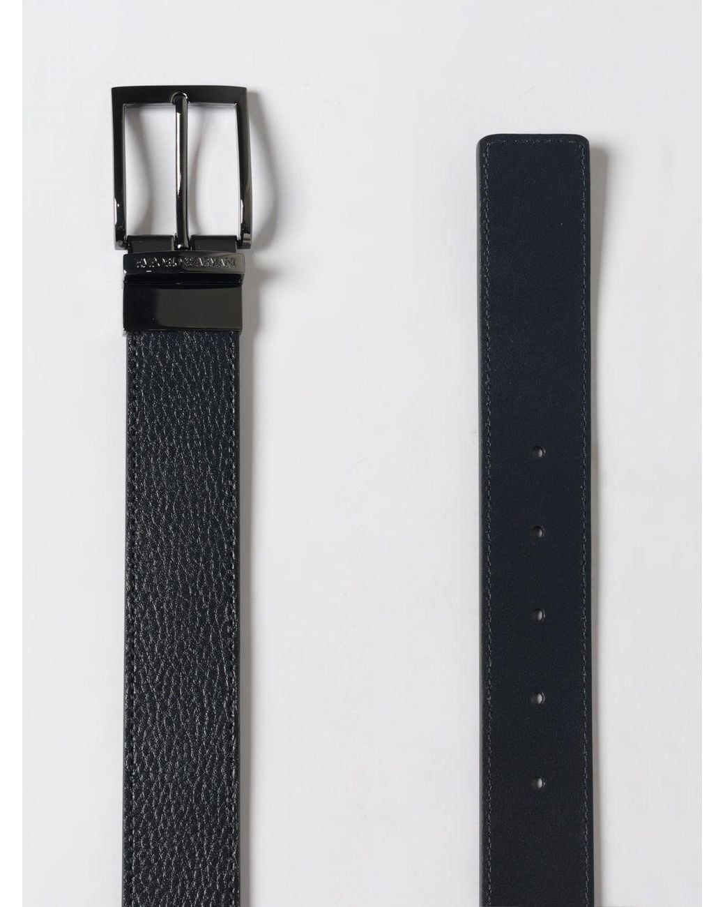 Emporio Armani Gray Reversible Grained Leather Belt for men