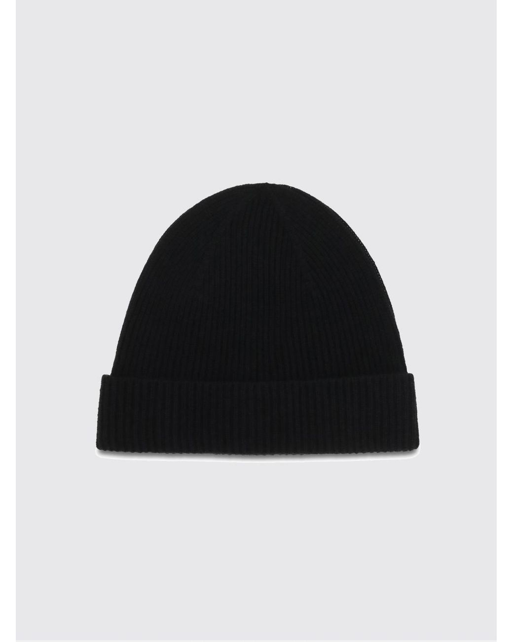 Kiton Black Ribbed Merino Wool Beanie With Applied Logo And Cuff for men
