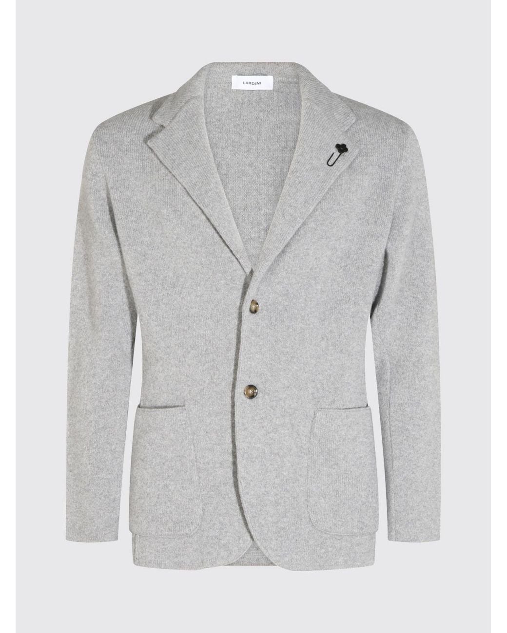 Lardini Gray Single-Breasted Pure Cashmere Blazer With Patch Pockets And Notch Lapels for men