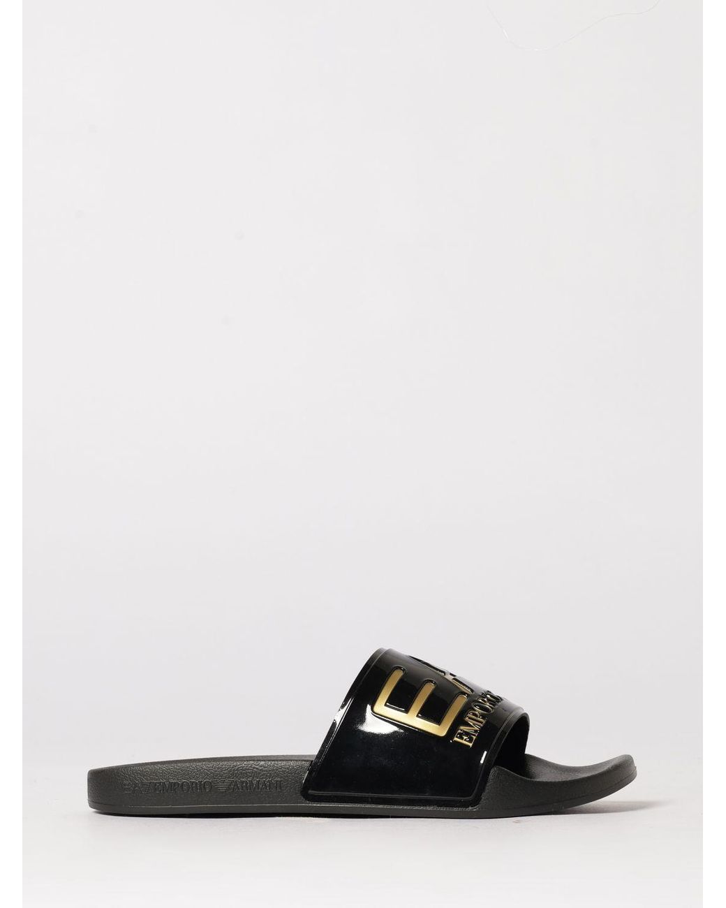 EA7 White Rubber Sliders With Logo Print for men