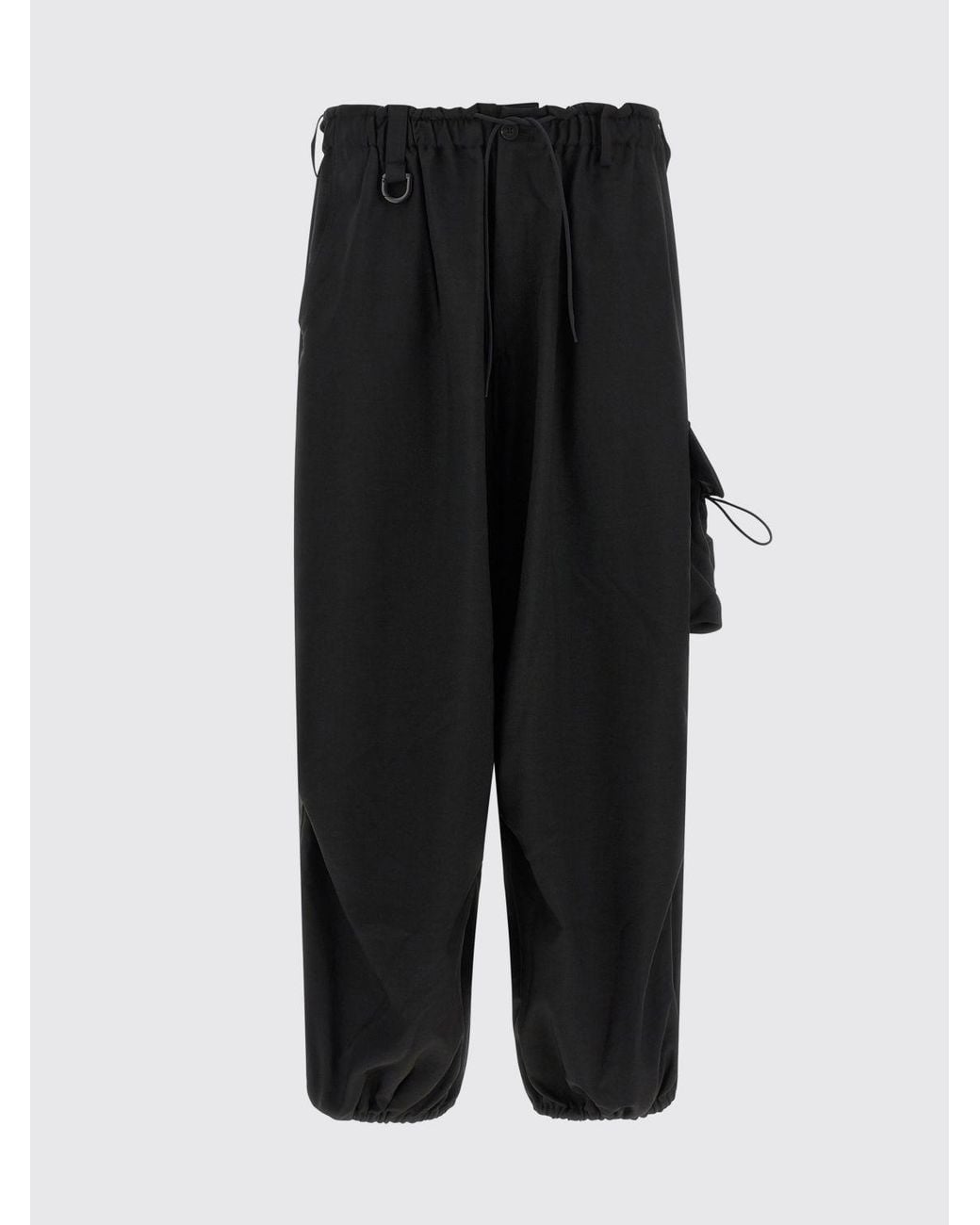 Y-3 Black Wide-Leg Technical Fabric Cargo Trousers With Drawstring for men