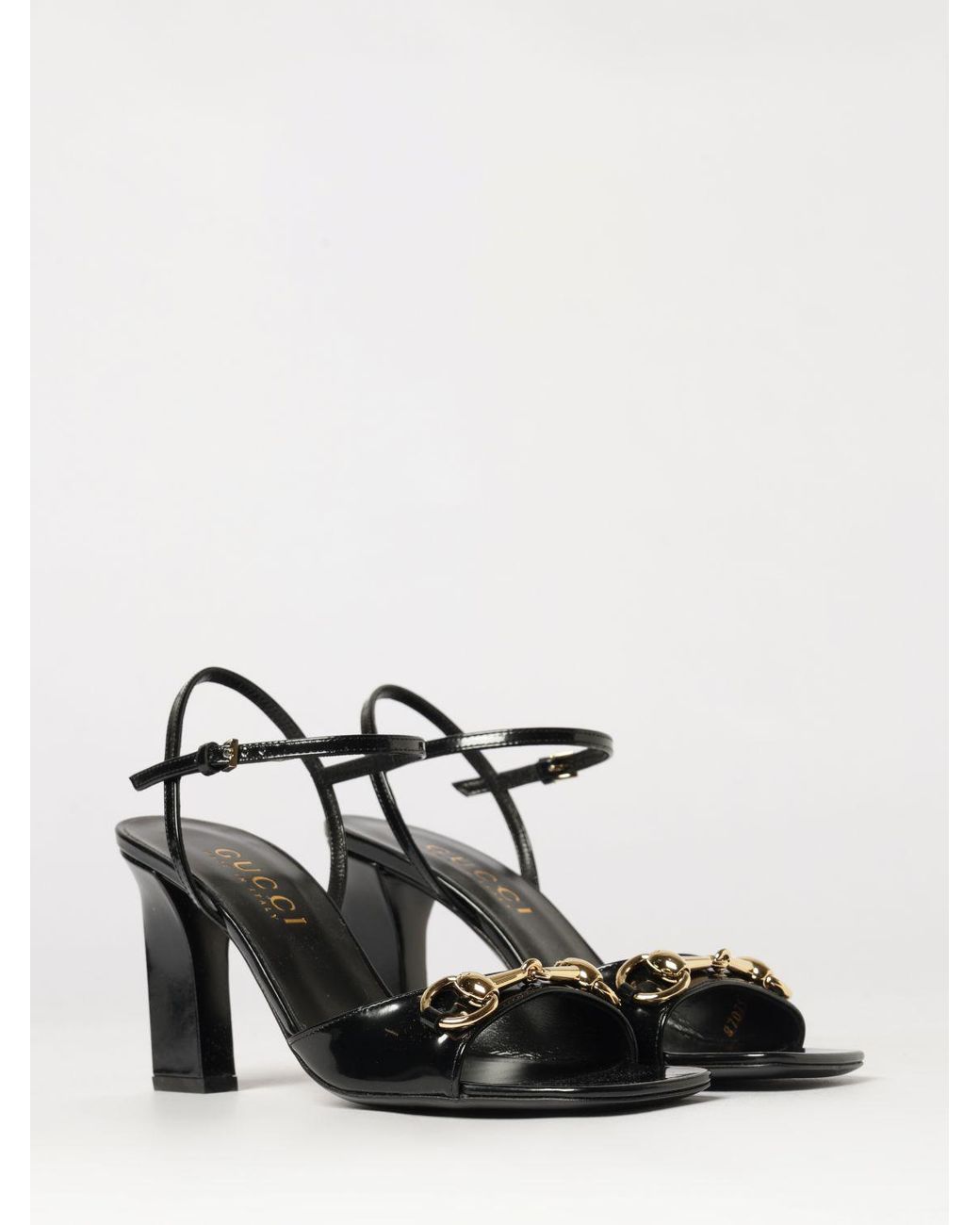 Gucci White Signora Brushed Leather Sandals With Horsebit Detail And High Heel