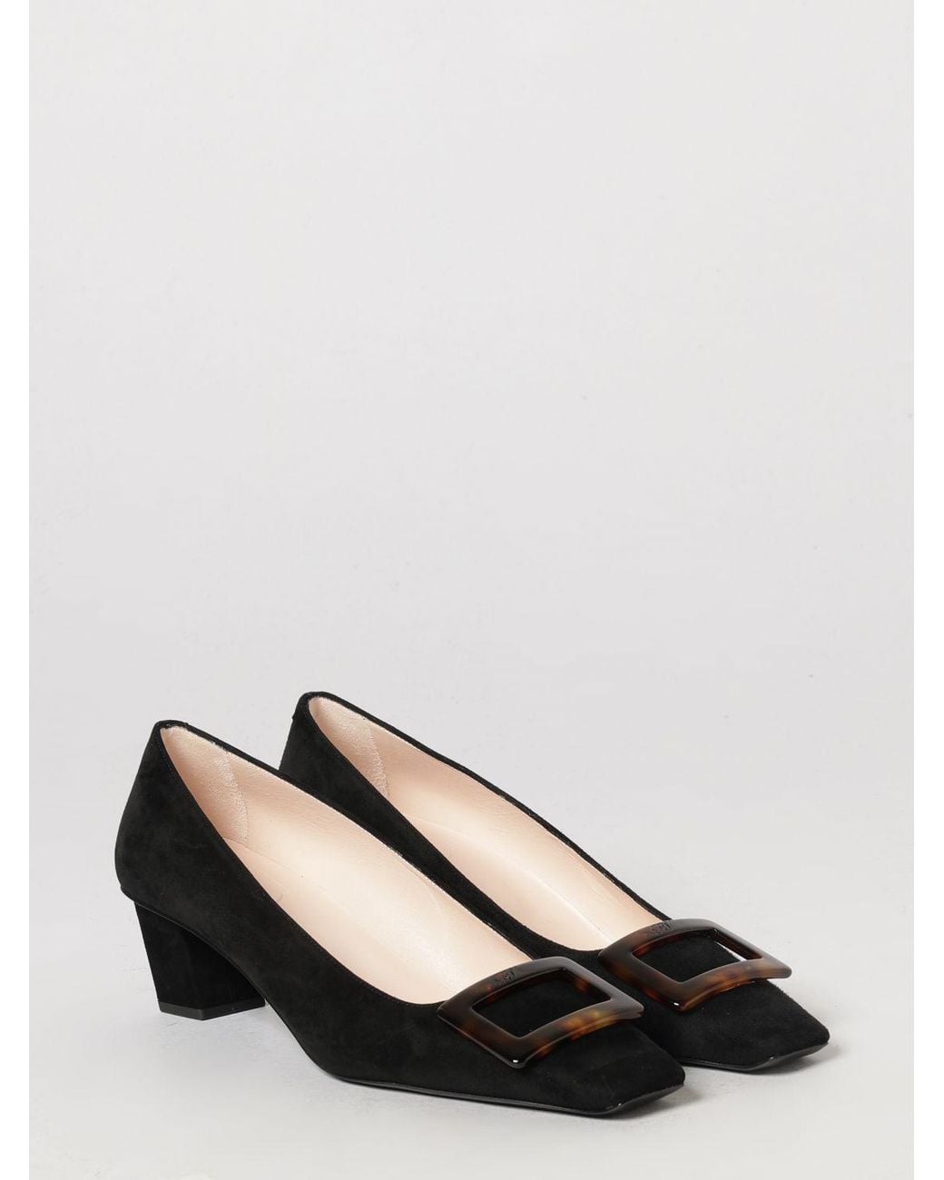 Roger Vivier Black Suede Pumps With Buckle And Low Heel