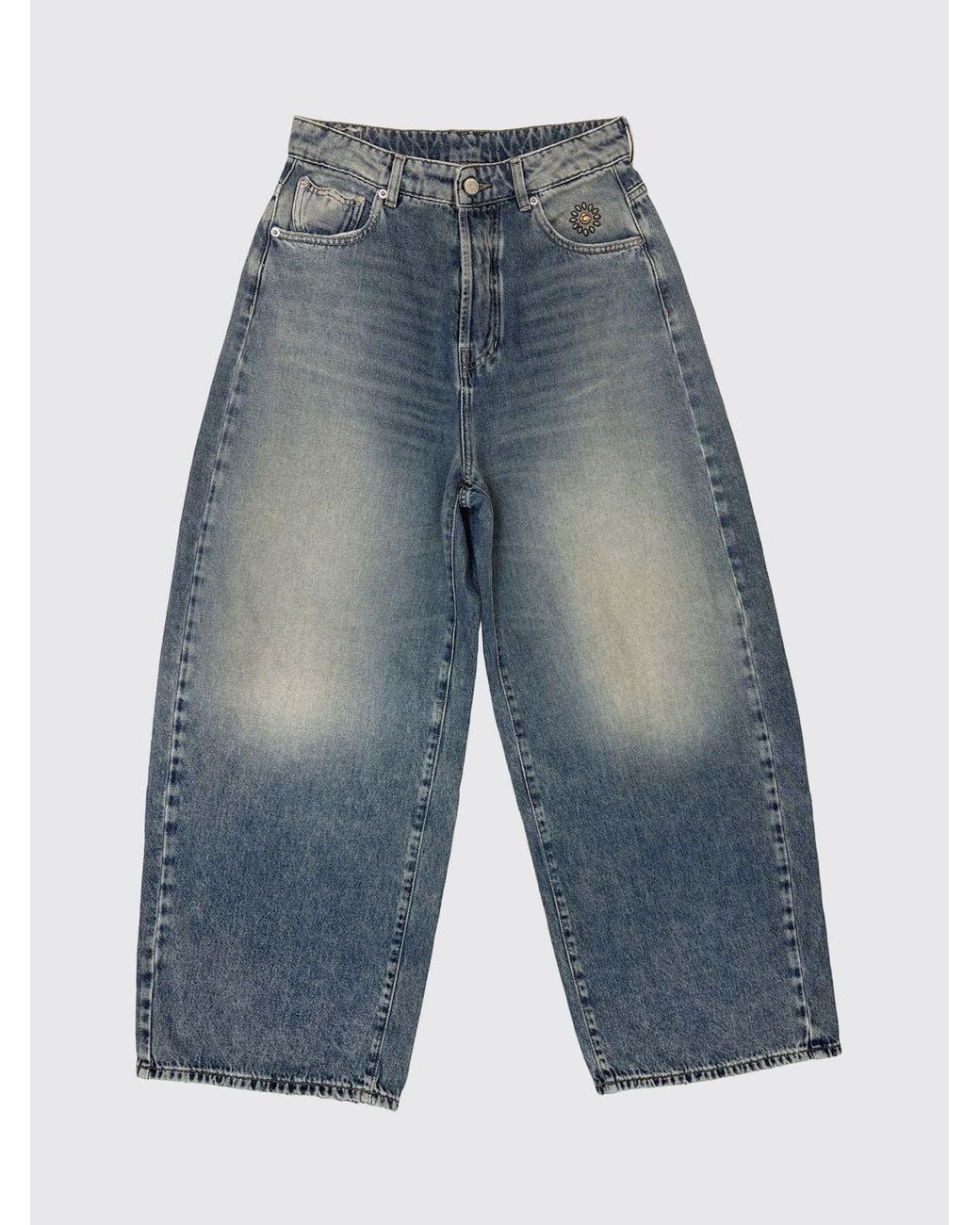 HTC Blue Mid-Rise Wide-Leg Jeans