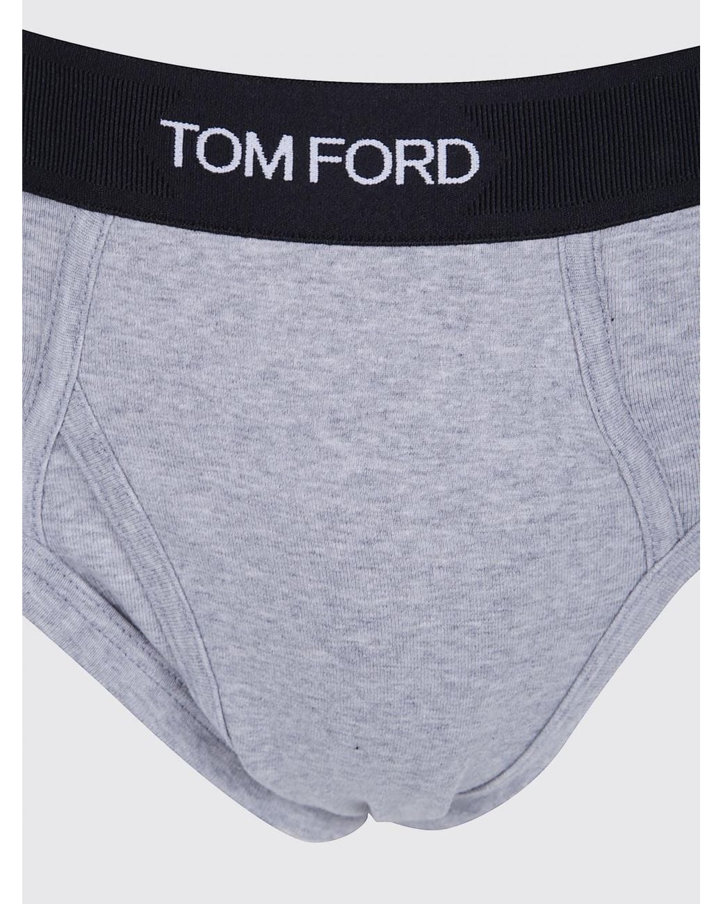 Tom Ford Blue Contrast Logo Waistband Stretch-Cotton Briefs for men