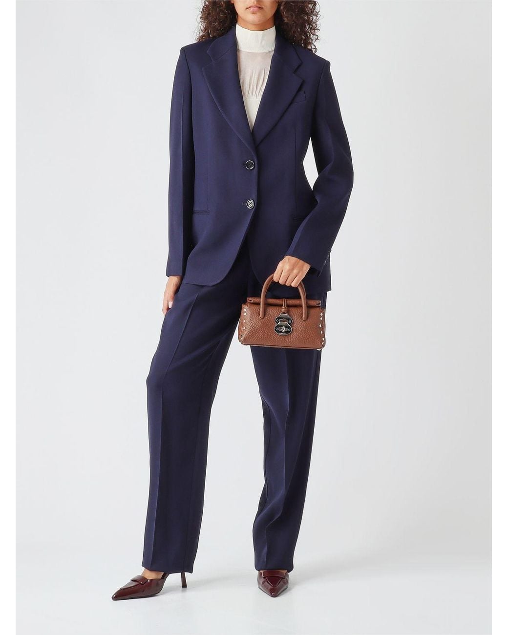 Elisabetta Franchi Blue Single-Breasted Gabardine Blazer With Peak Lapels