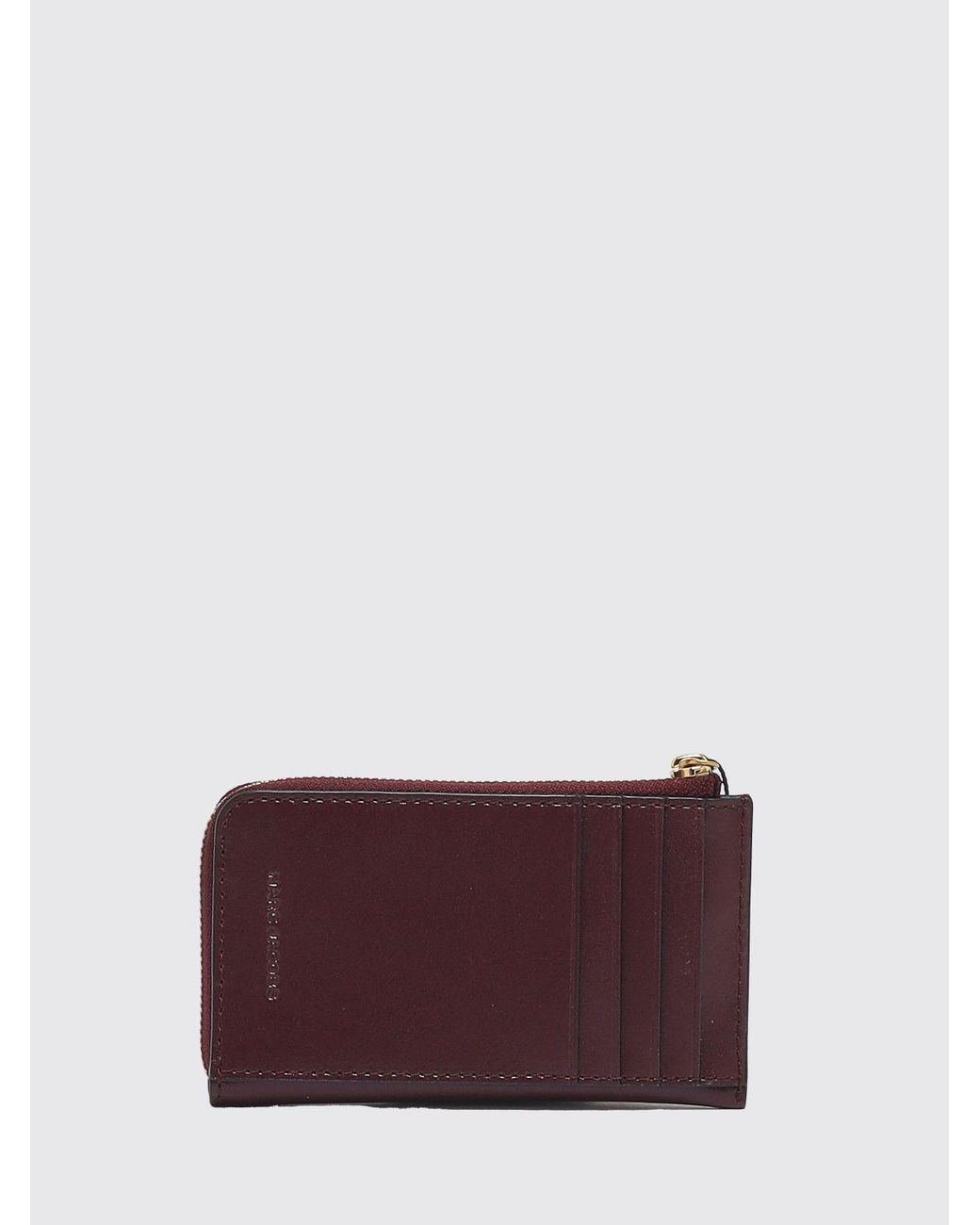Marc Jacobs Purple Leather Card Holder With A Zip Closure And Four Card Slots