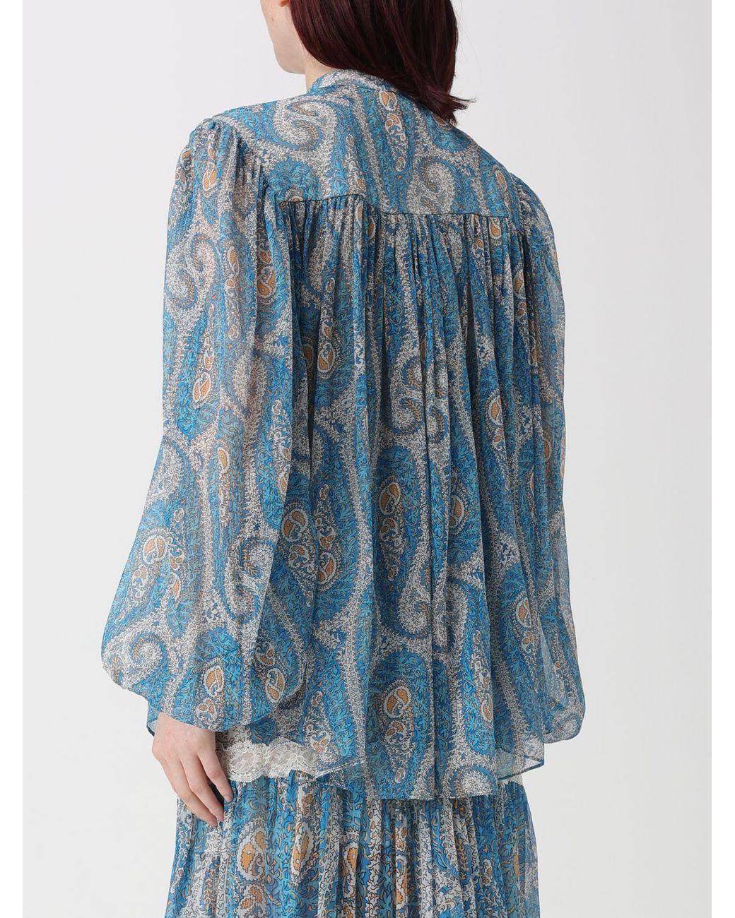 Etro Blue Silk Shirt With Paisley Print